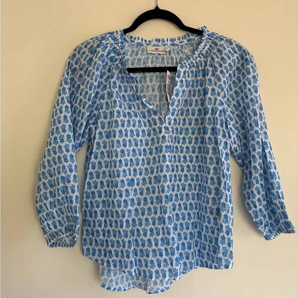 Vineyard Vines Island Ocean Breeze Seastitch Block Print Popover small
